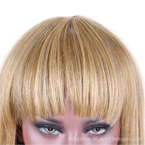 Long Straight Wigs for Black Women African American Synthetic Hair Wigs with Bangs Heat Resistant Wig